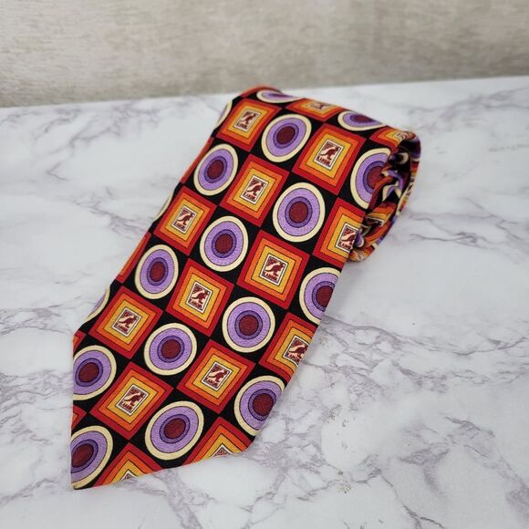 Kangol Kangaroo Silk Colorful Geometric Patterned Tie Men's Necktie - Picture 5 of 6